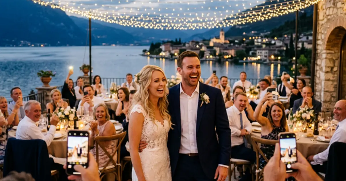 Joyful wedding reception at Lake Garda Italy