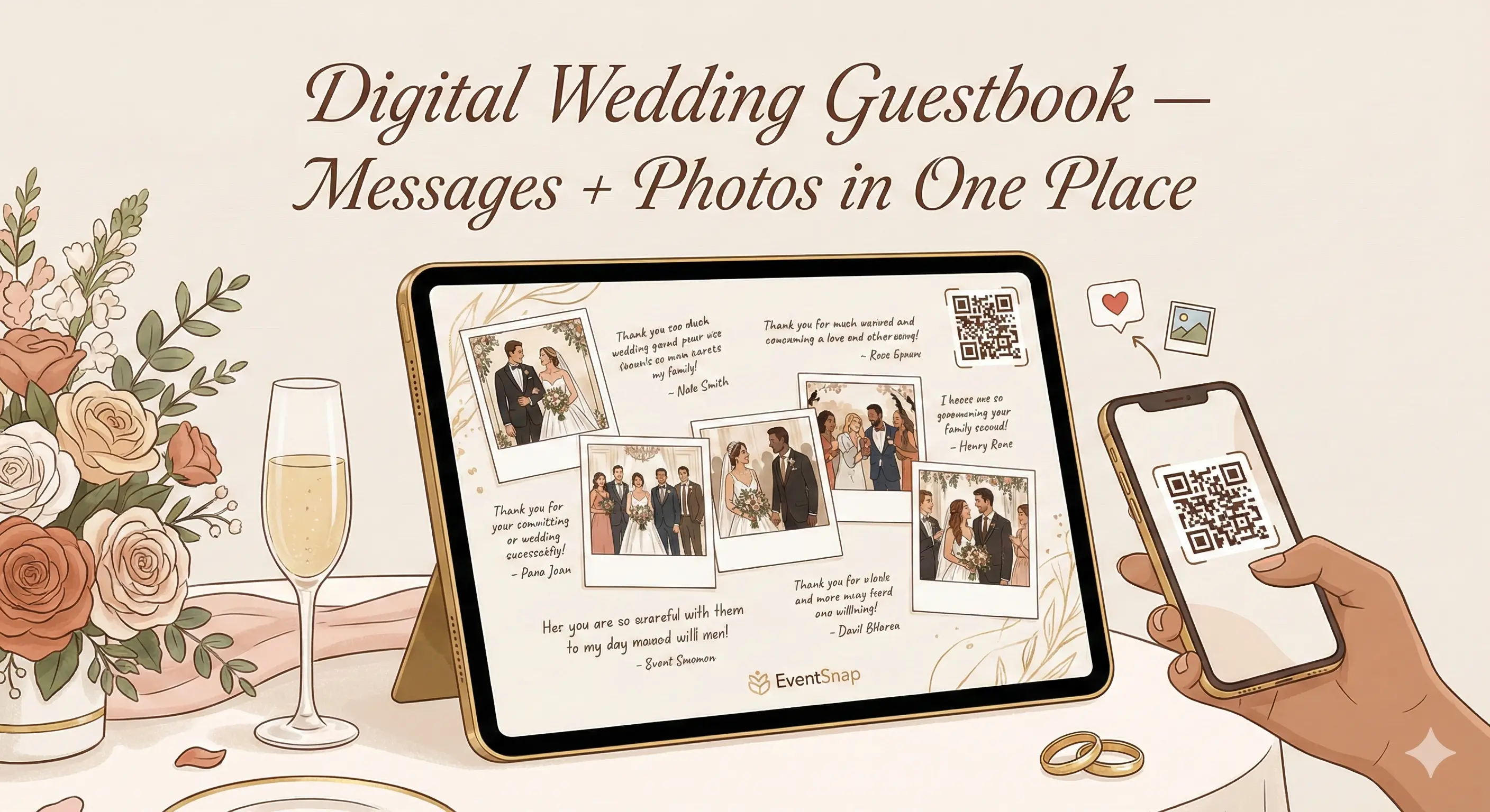 Digital wedding guestbook with QR code