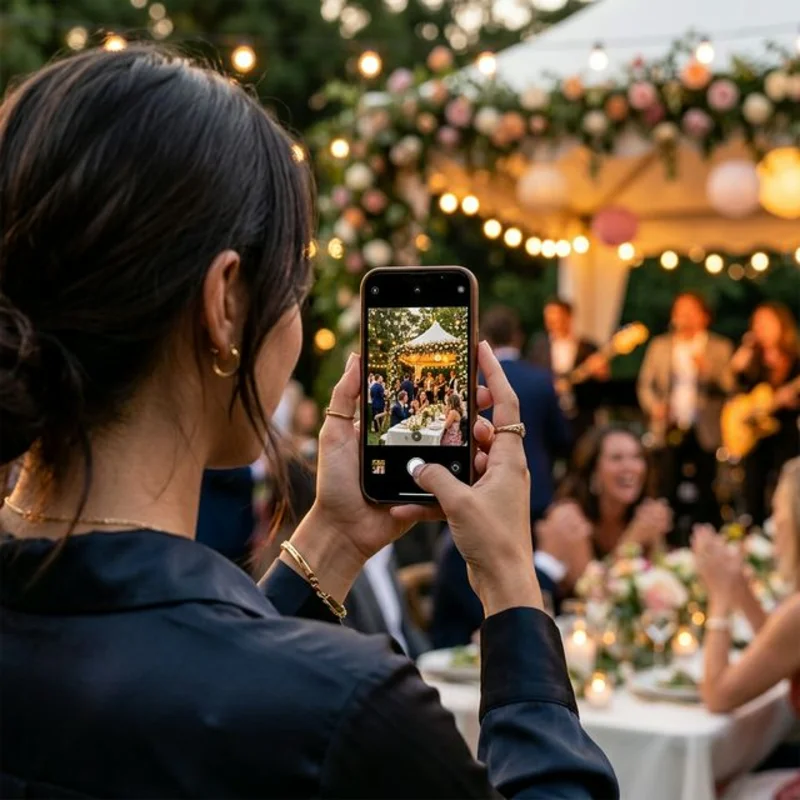 EventSnap's mobile upload page showing how guests share photos and videos that flow directly to Google Drive