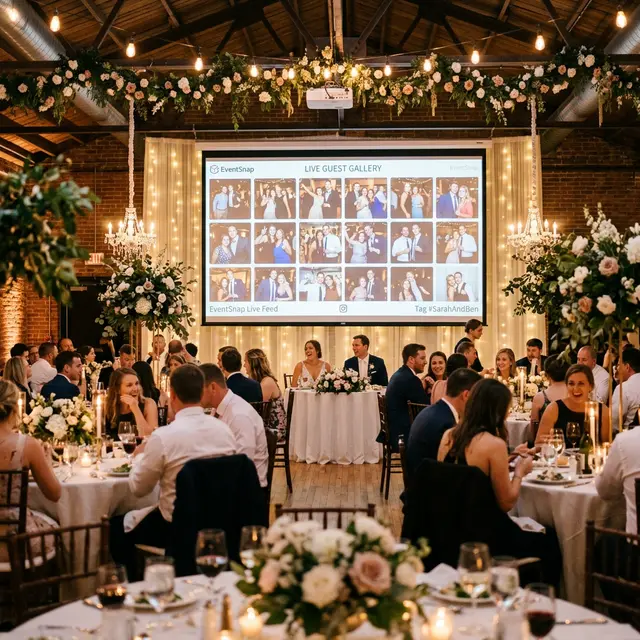 EventSnap live gallery slideshow during wedding reception