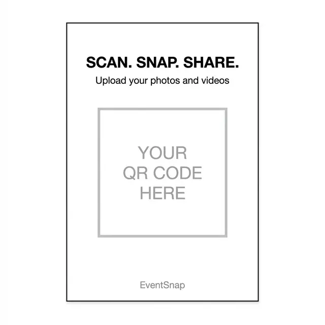 Ultra minimalist QR code table card template with clean black and white typography